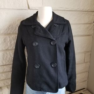 Aeropostale Black Pea Coat Double Button Pockets